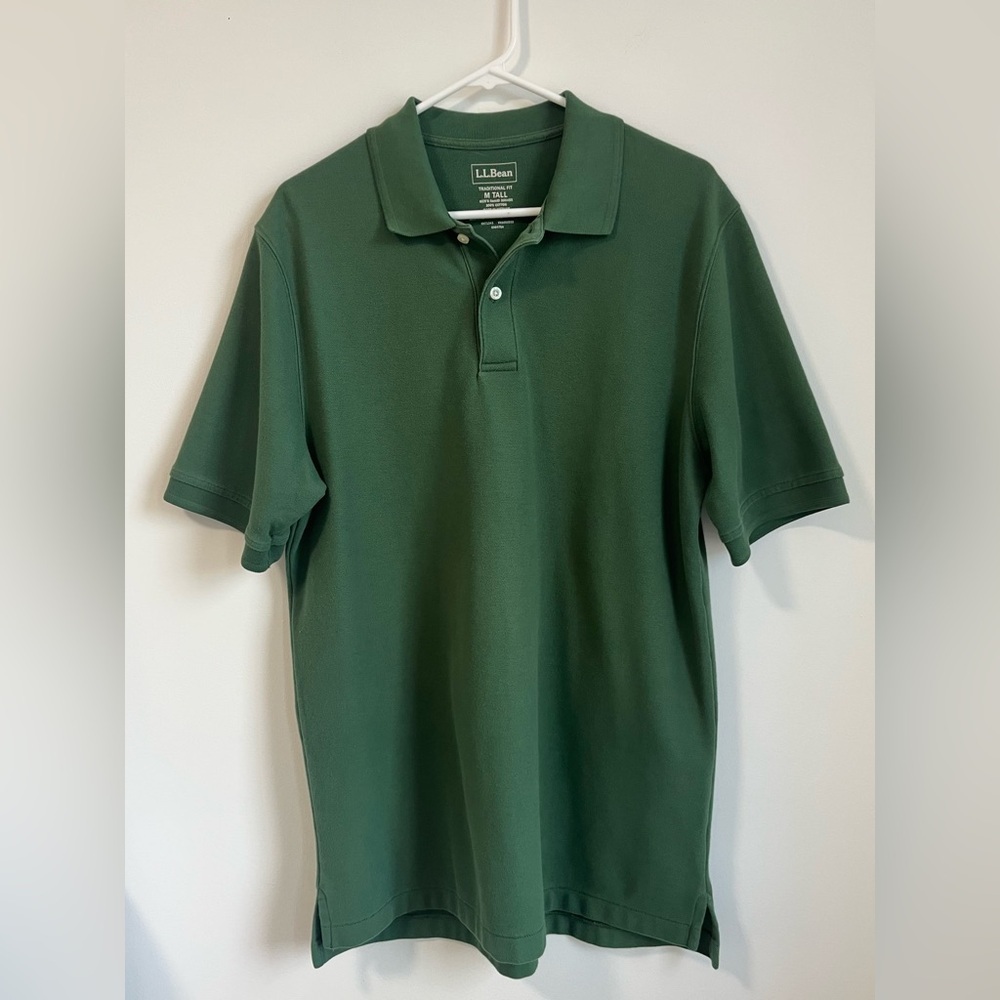 L.L Bean Men's Premium Double L® Polo Banded, Short-Sleeve T-Shirt Size M